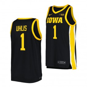 Iowa Hawkeyes Ahron Uhlis College Basketball Replica uniform Black #1 Jersey 2022-23