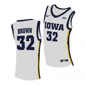 Iowa Hawkeyes Fred Brown #32 Jersey White Home College Basketball Jersey - Men