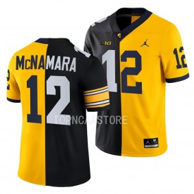 Iowa Hawkeyes Split Michigan Wolverine Cade McNamara #12 Black Gold Men's Football Jersey