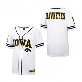 Iowa Hawkeyes Colosseum Free Spirited Mesh Button-Up Baseball Jersey White