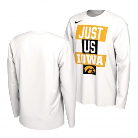 Iowa Hawkeyes 2021 March Madness White Long Sleeve T-Shirt Just Us Bench