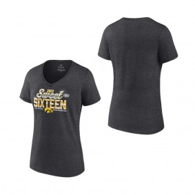 Iowa Hawkeyes Fanatics Branded Women's 2023 NCAA Women's Basketball Tournament March Madness Sweet 16 V-Neck T-Shirt Charcoal