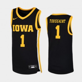 Iowa Hawkeyes Joe Toussaint Black Replica College Basketball Jersey