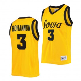 Jordan Bohannon #3 Iowa Hawkeyes Commemorative Classic Gold Jersey 2022 College Basketball