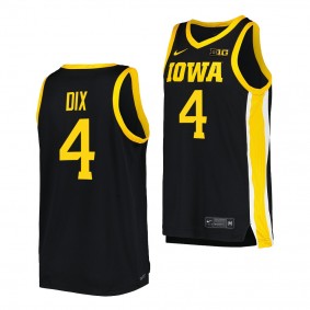 Iowa Hawkeyes Josh Dix Black #4 Replica Jersey 2022-23 College Basketball