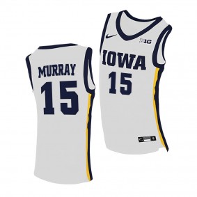Iowa Hawkeyes Keegan Murray #15 Jersey White 2020-21 Home College Basketball Jersey - Men