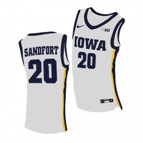 Iowa Hawkeyes Payton Sandfort White #20 Jersey College Basketball