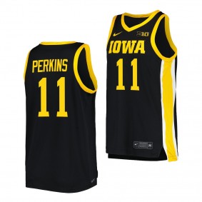Iowa Hawkeyes Tony Perkins Black #11 Replica Jersey 2022-23 College Basketball