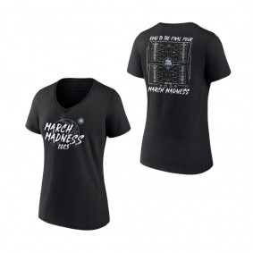 Women's Fanatics Branded Black 2023 NCAA Men's Basketball Tournament March Madness Bracket V-Neck T-Shirt