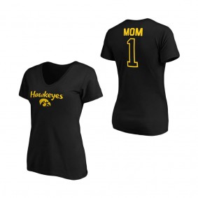 Women's Fanatics Branded Black Iowa Hawkeyes #1 Mom V-Neck T-Shirt